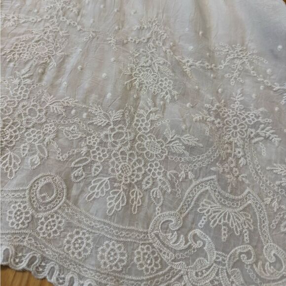 Johnny Was Ivory Women’s Size XS Eyelet 3/4 Sleeve Tunic Dress Embroidered Lace - Picture 5 of 9